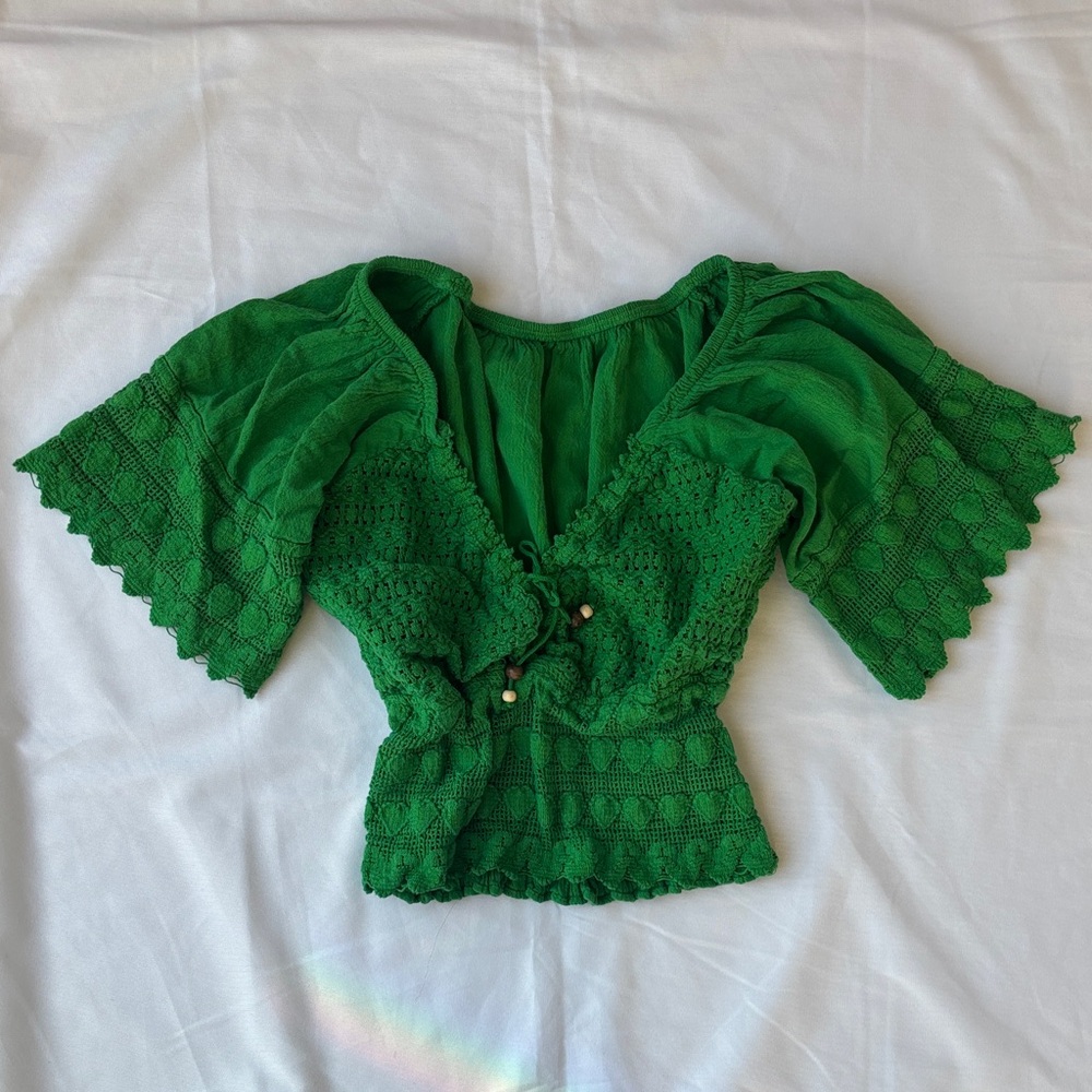 Knit Green Crop Top